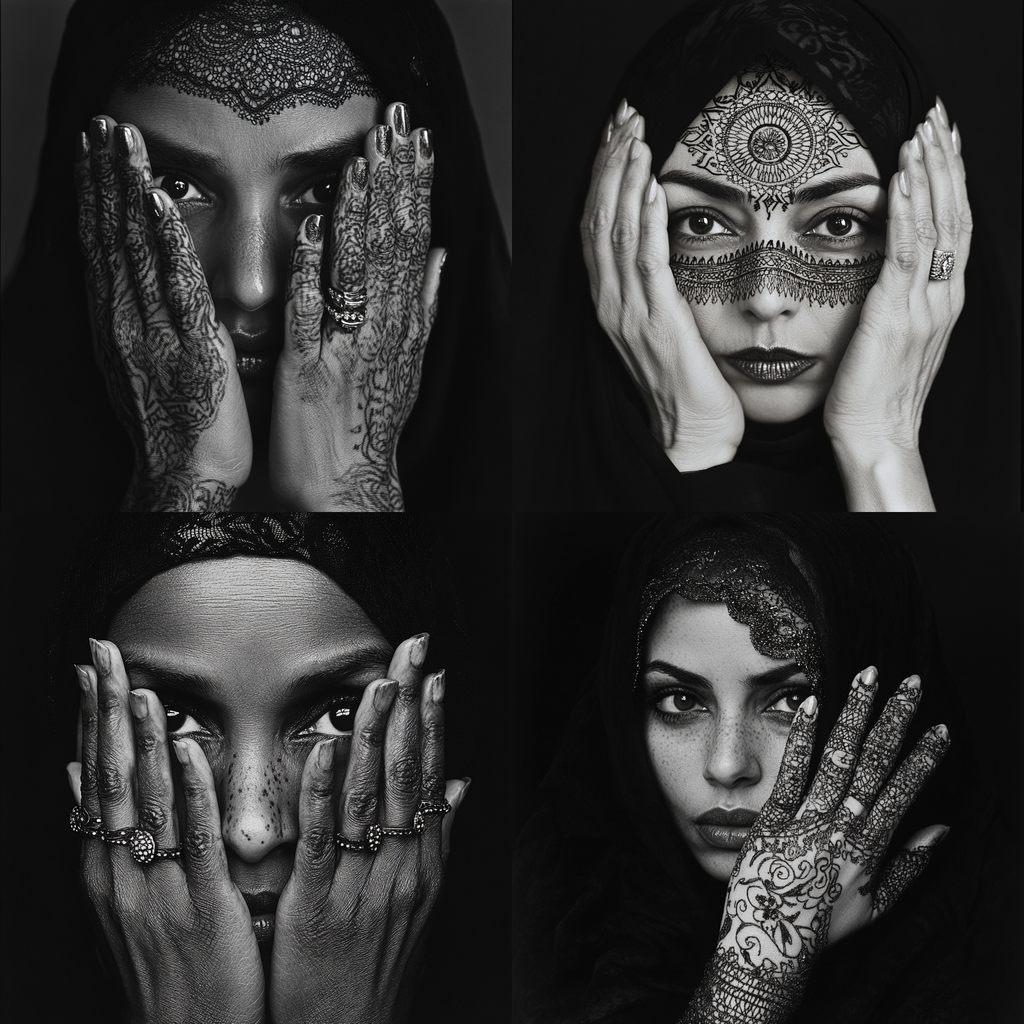 Shirin Neshat style, Midjourney V6.1, render 1 of 4