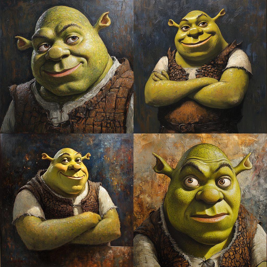 Shrek style, Midjourney V6.1, render 1 of 4
