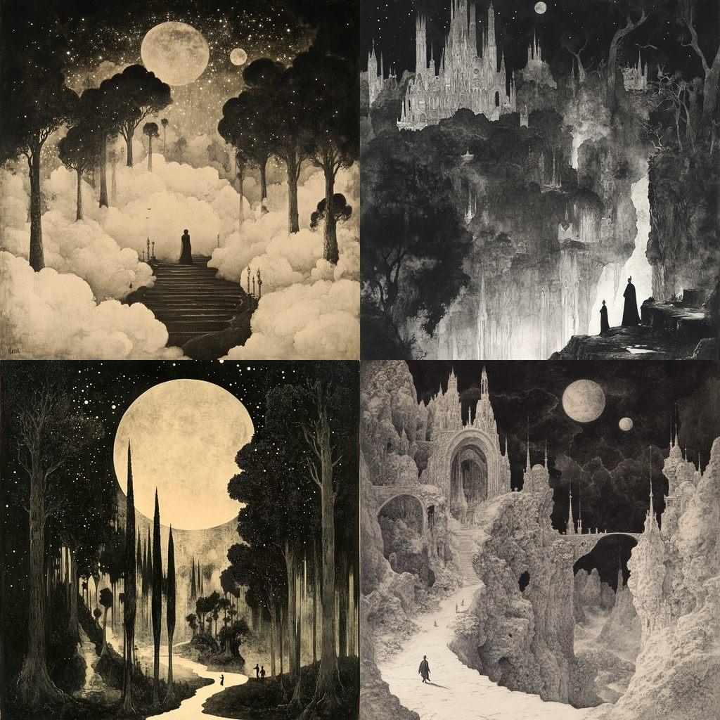 Sidney Sime style, Midjourney V6.1, render 1 of 4