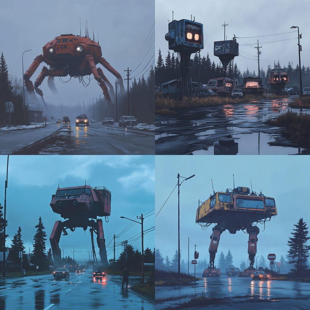 Simon Stalenhag style, Midjourney V6.1, render 1 of 4