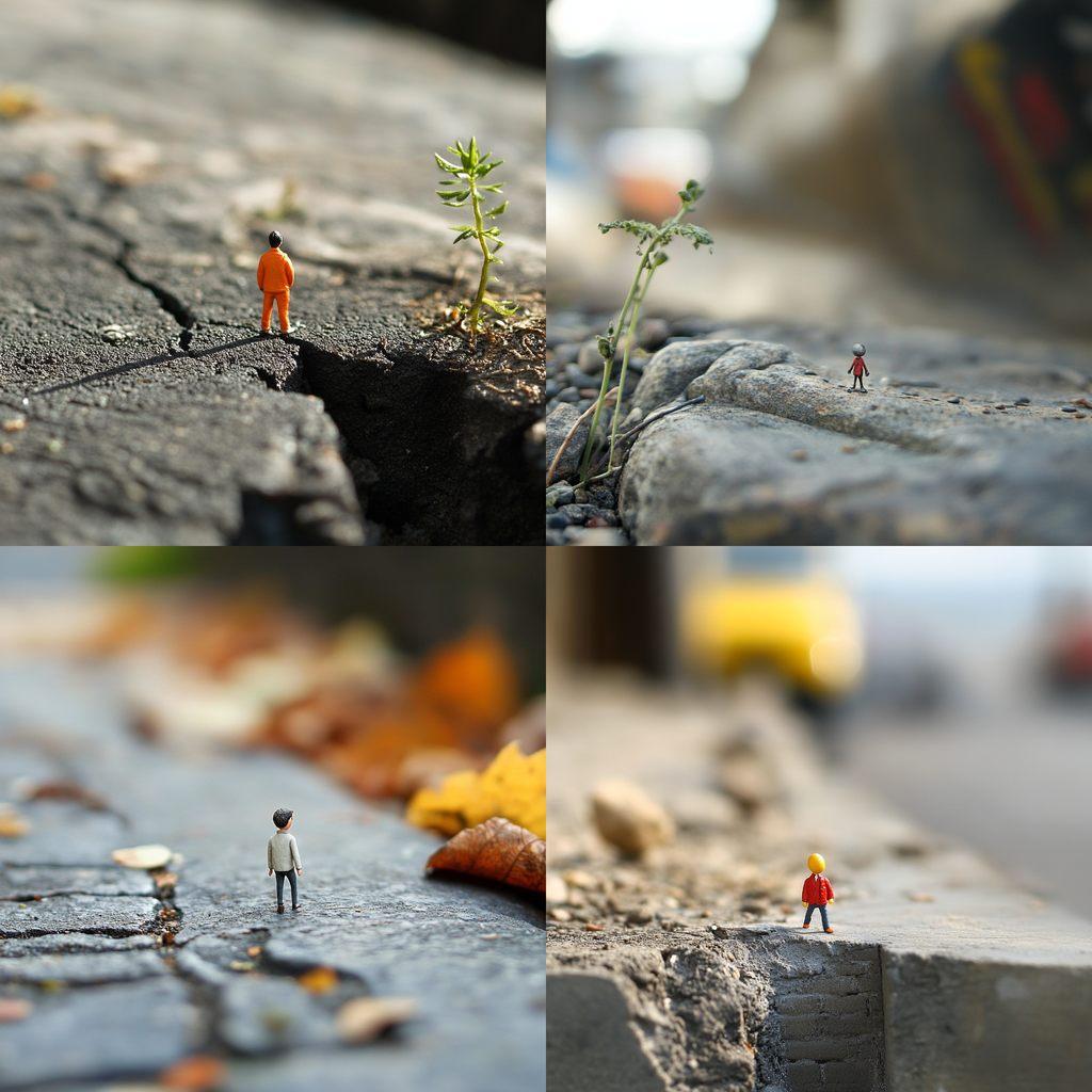 Slinkachu style, Midjourney V6.1, render 1 of 4