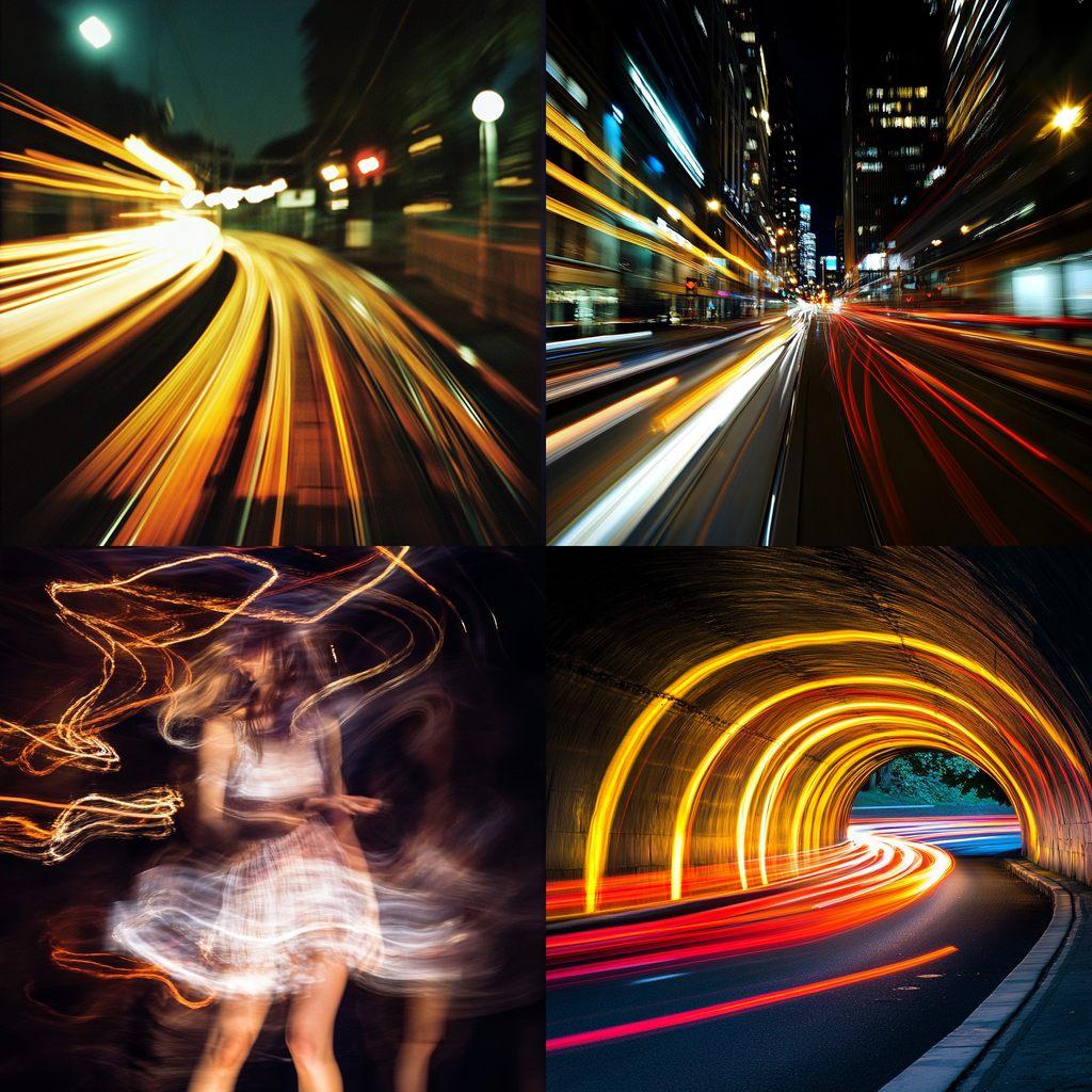 Slow shutter speed style, Midjourney V6.1, render 1 of 4