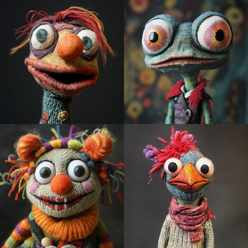 Sock puppet style style, Midjourney V6.1, render 1 of 4