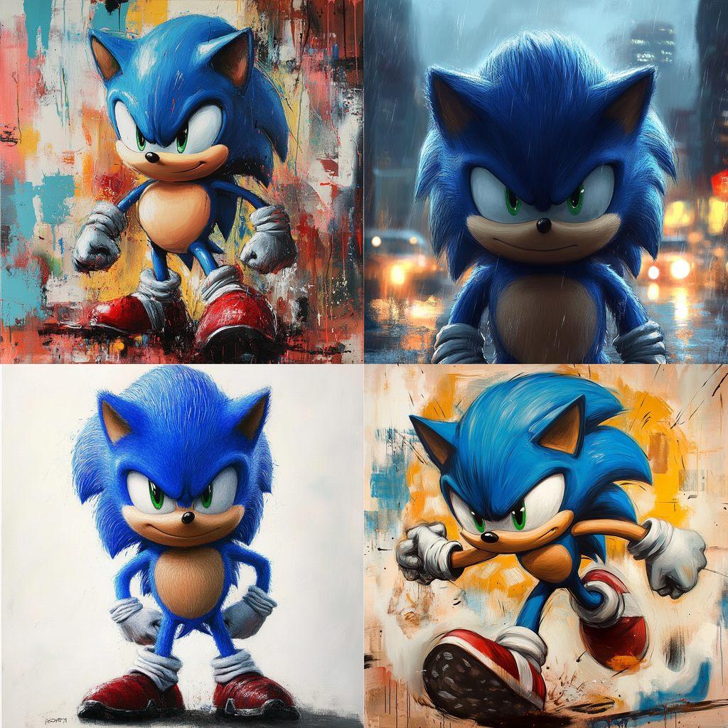 Sonic the Hedgehog style, Midjourney V6.1, render 1 of 4