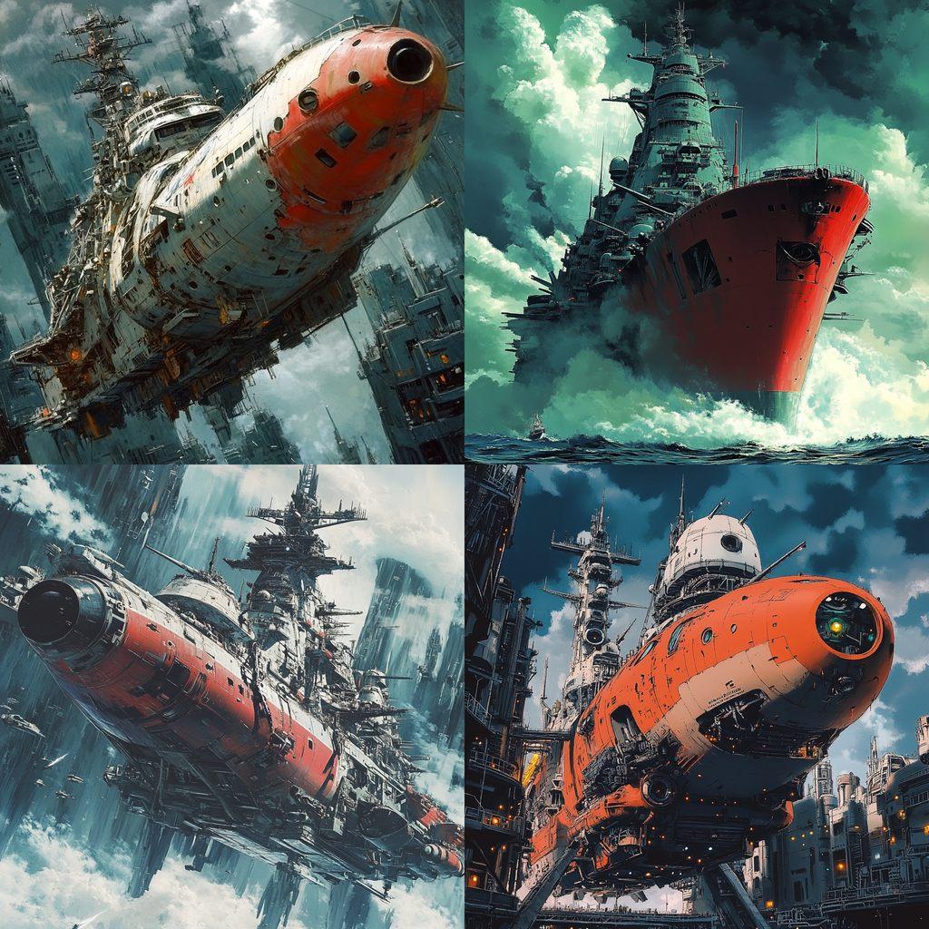 Space Battleship Yamato style, Midjourney V6.1, render 1 of 4
