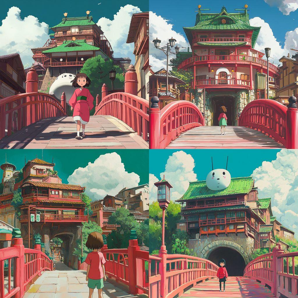 Spirited Away style, Midjourney V6.1, render 1 of 4