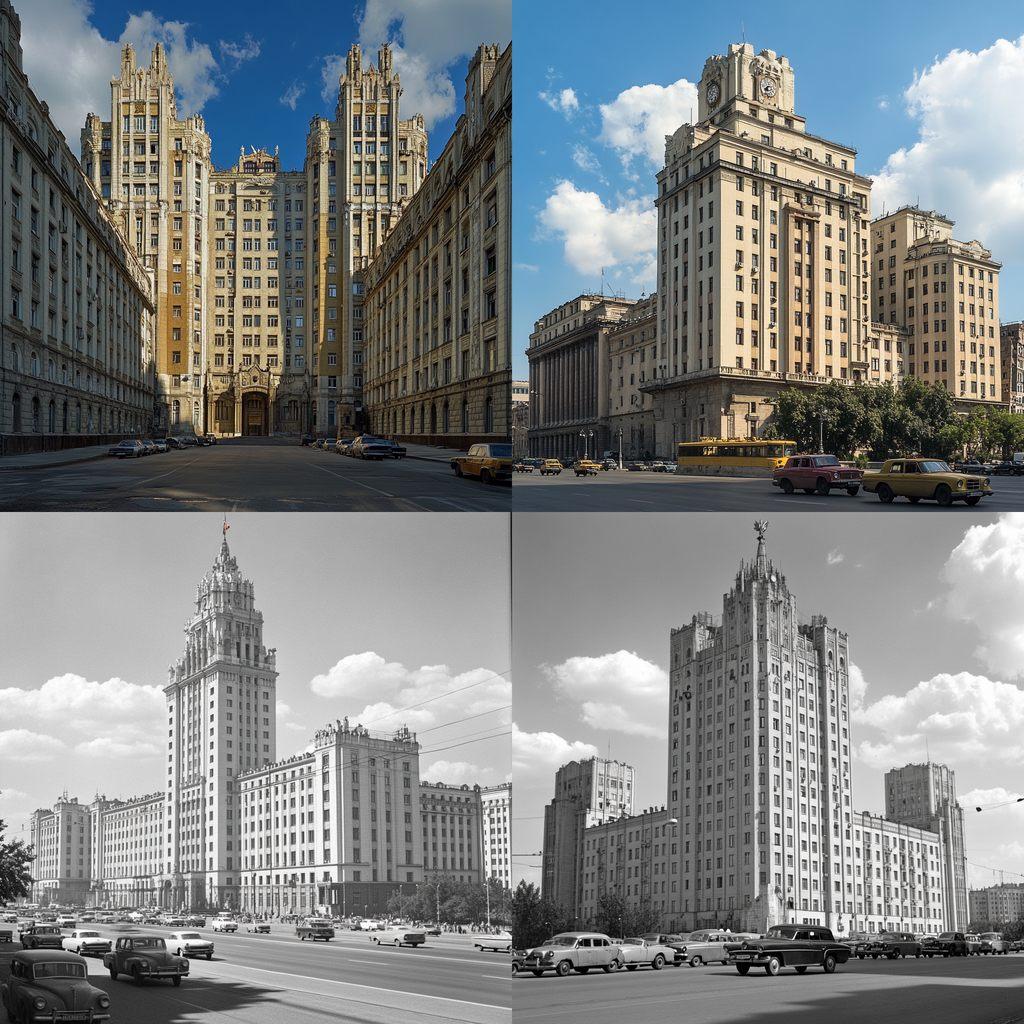 Stalinist architecture style, Midjourney V6.1, render 1 of 4