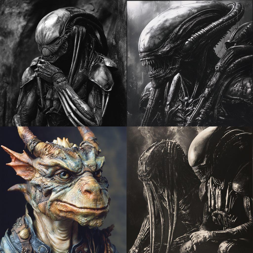 Stan Winston style, Midjourney V6.1, render 1 of 4
