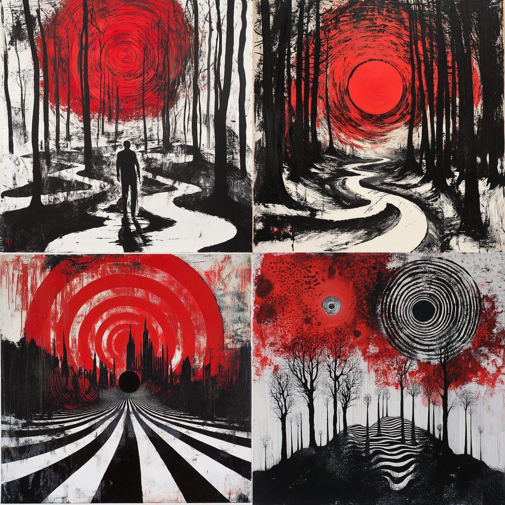 Stanley Donwood style, Midjourney V6.1, render 1 of 4