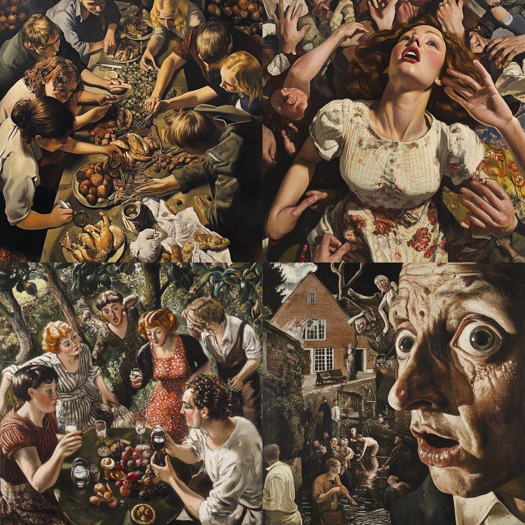 Stanley Spencer style, Midjourney V6.1, render 1 of 4