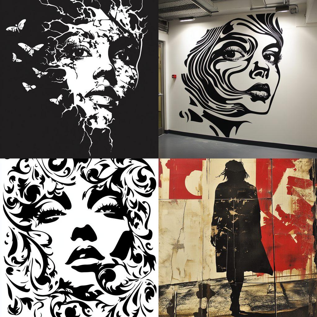 Stencil graphics style, Midjourney V6.1, render 1 of 4