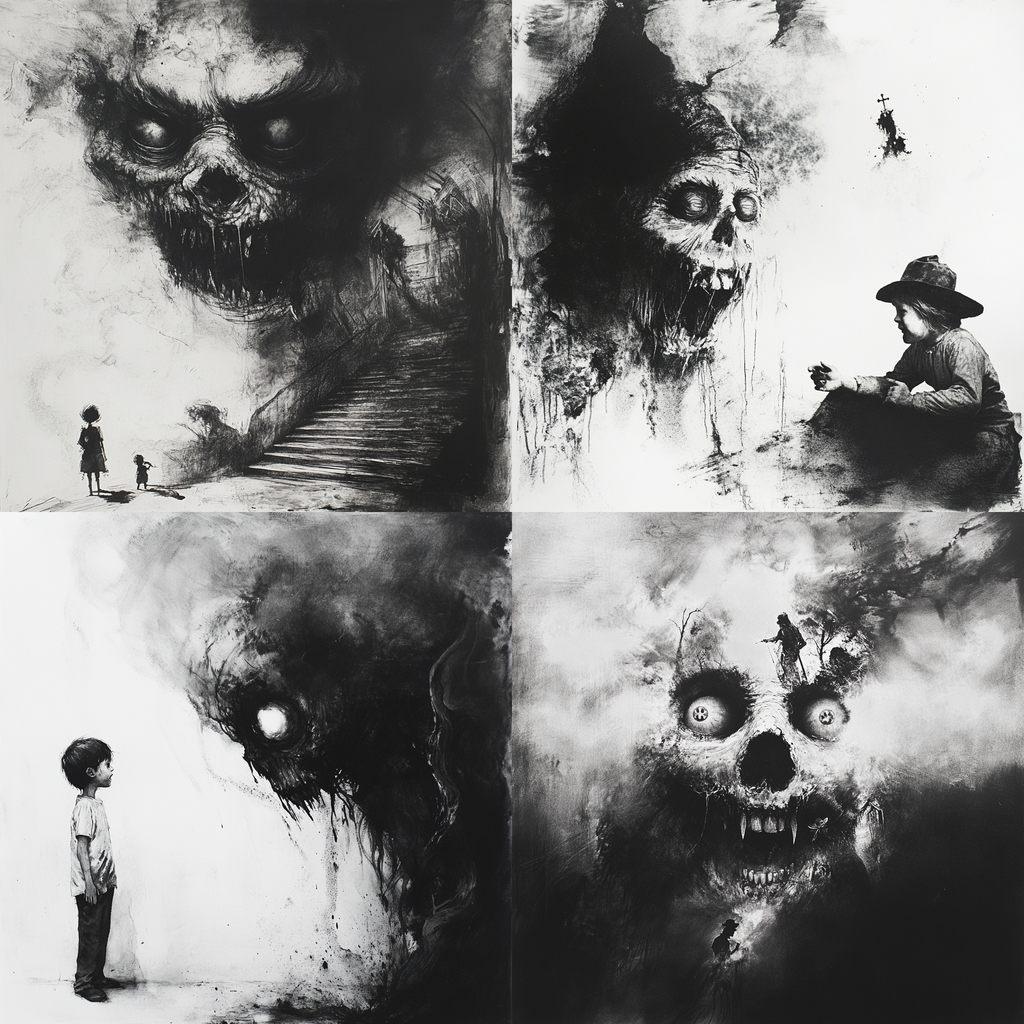 Stephen Gammell style, Midjourney V6.1, render 1 of 4