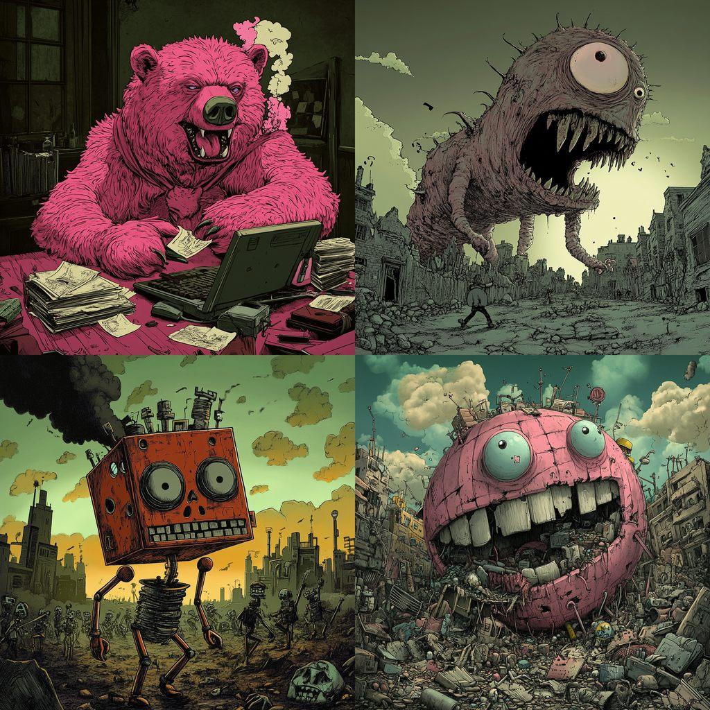 Steve Cutts style, Midjourney V6.1, render 1 of 4