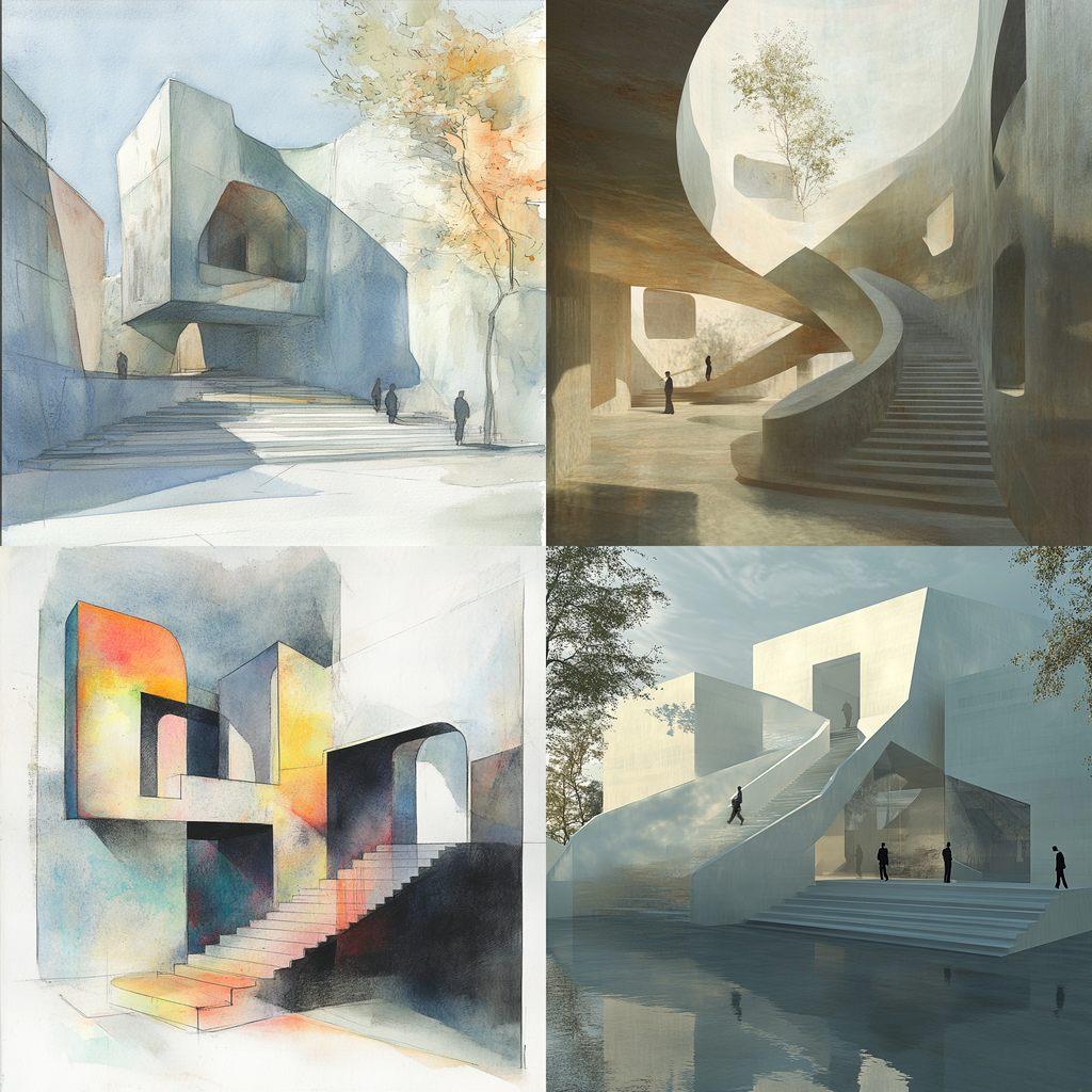 Steven Holl style, Midjourney V6.1, render 1 of 4