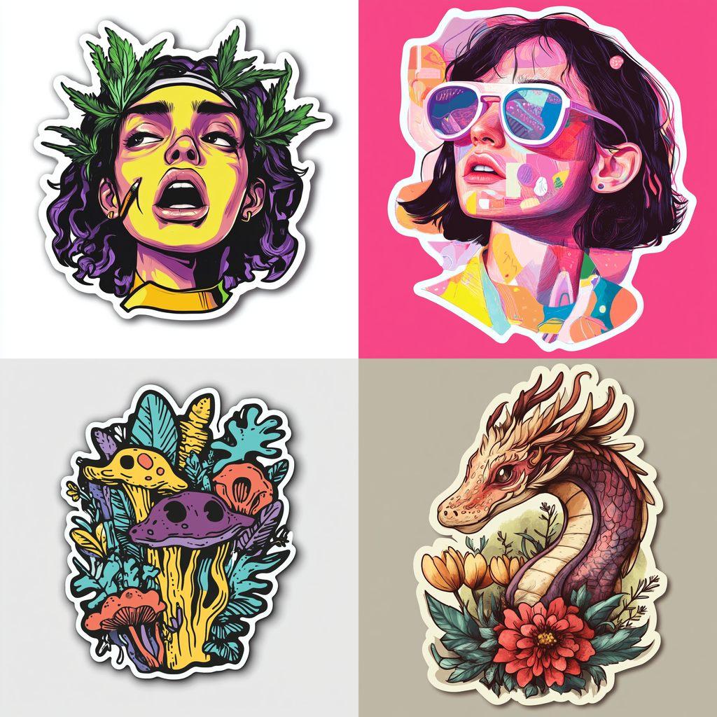 Sticker illustration style, Midjourney V6.1, render 1 of 4