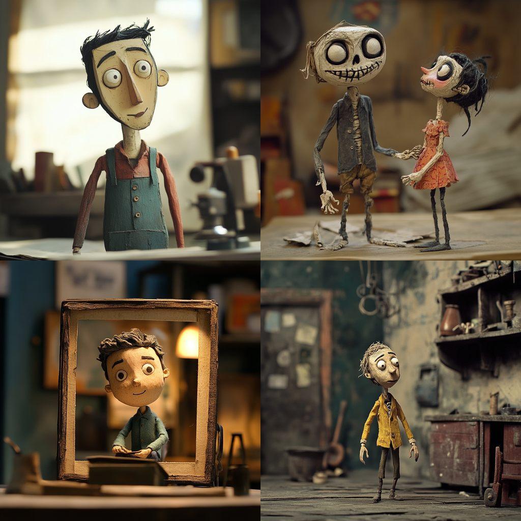Stop-motion animation style, Midjourney V6.1, render 1 of 4
