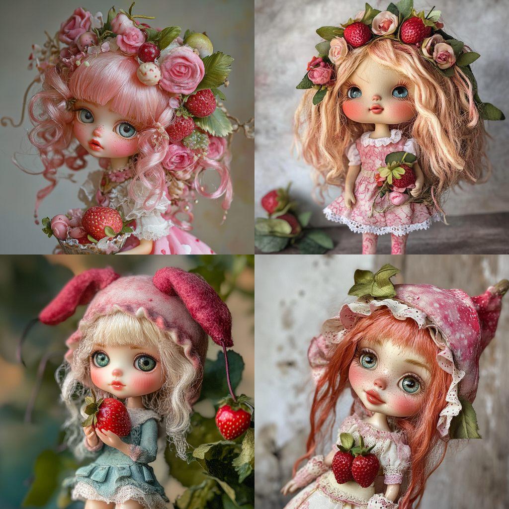 Strawberry Shortcake doll style, Midjourney V6.1, render 1 of 4