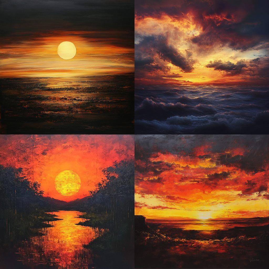 Sunset style, Midjourney V6.1, render 1 of 4