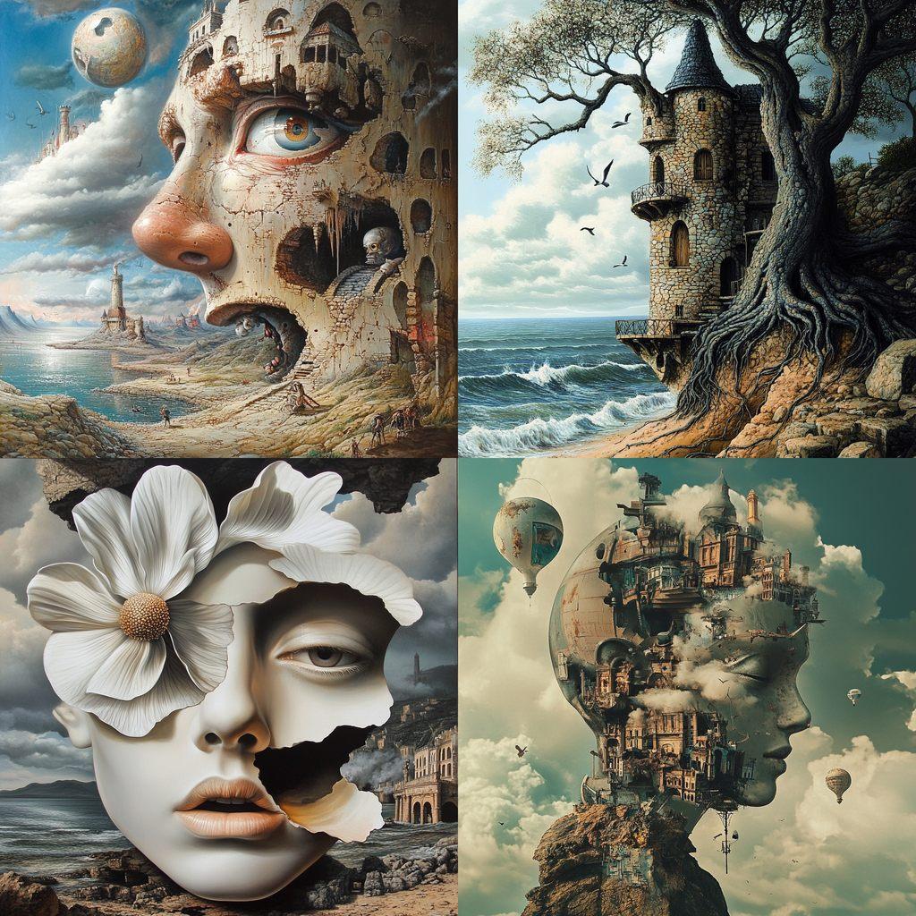 Surrealism style, Midjourney V6.1, render 1 of 4