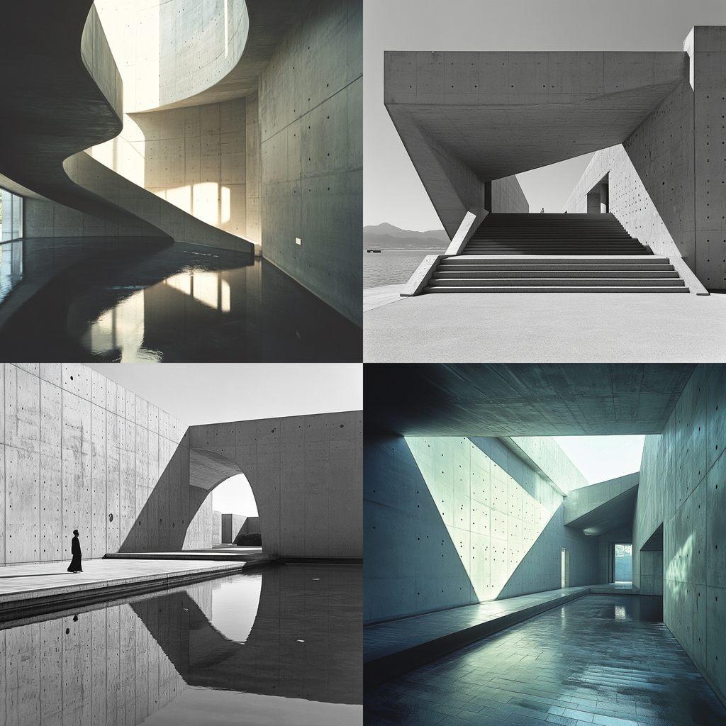 Tadao Ando style, Midjourney V6.1, render 1 of 4
