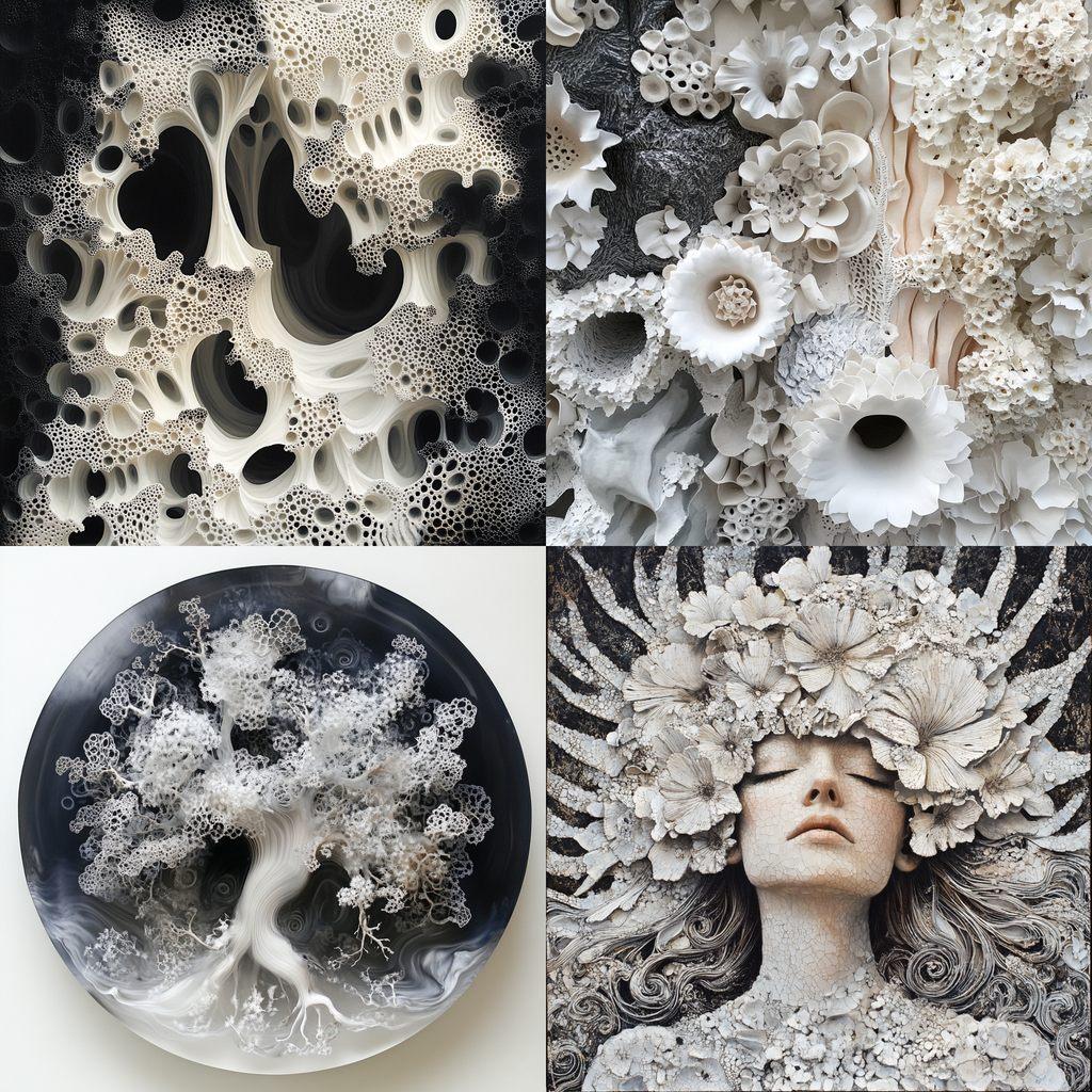 Tara Donovan style, Midjourney V6.1, render 1 of 4