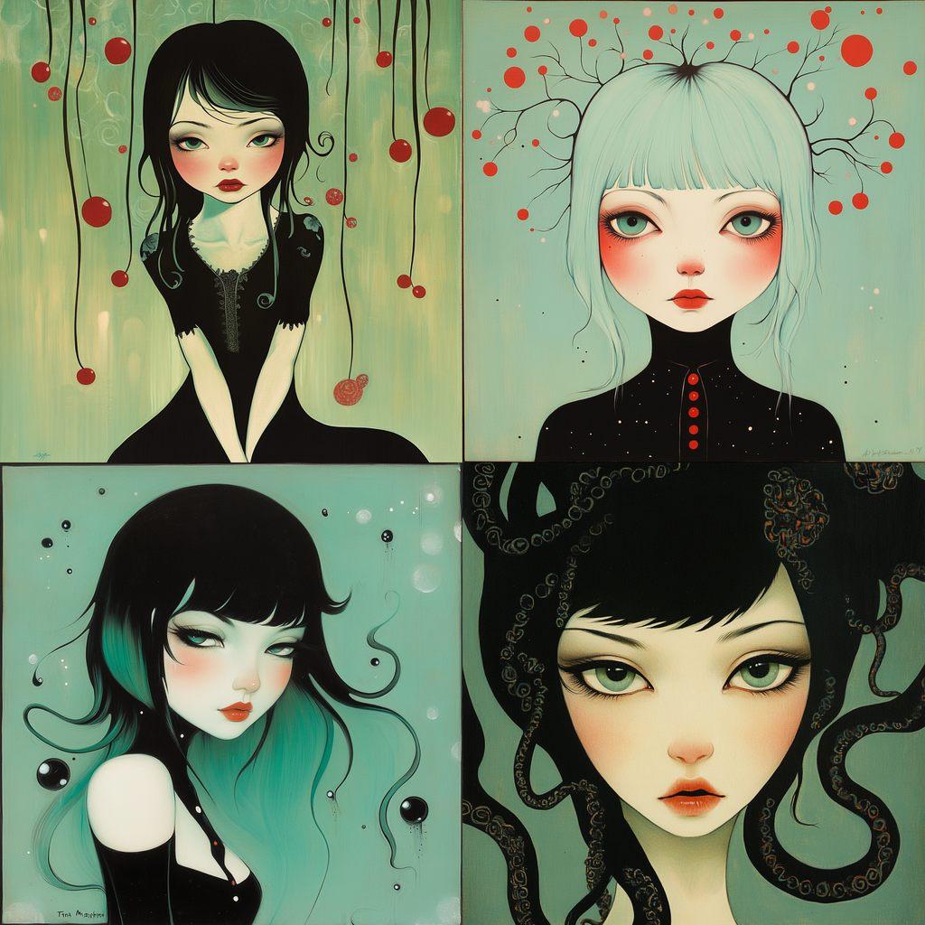 Tara McPherson style, Midjourney V6.1, render 1 of 4