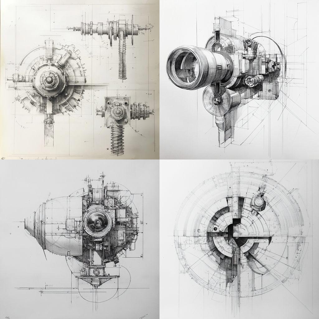 Technical drawing style, Midjourney V6.1, render 1 of 4