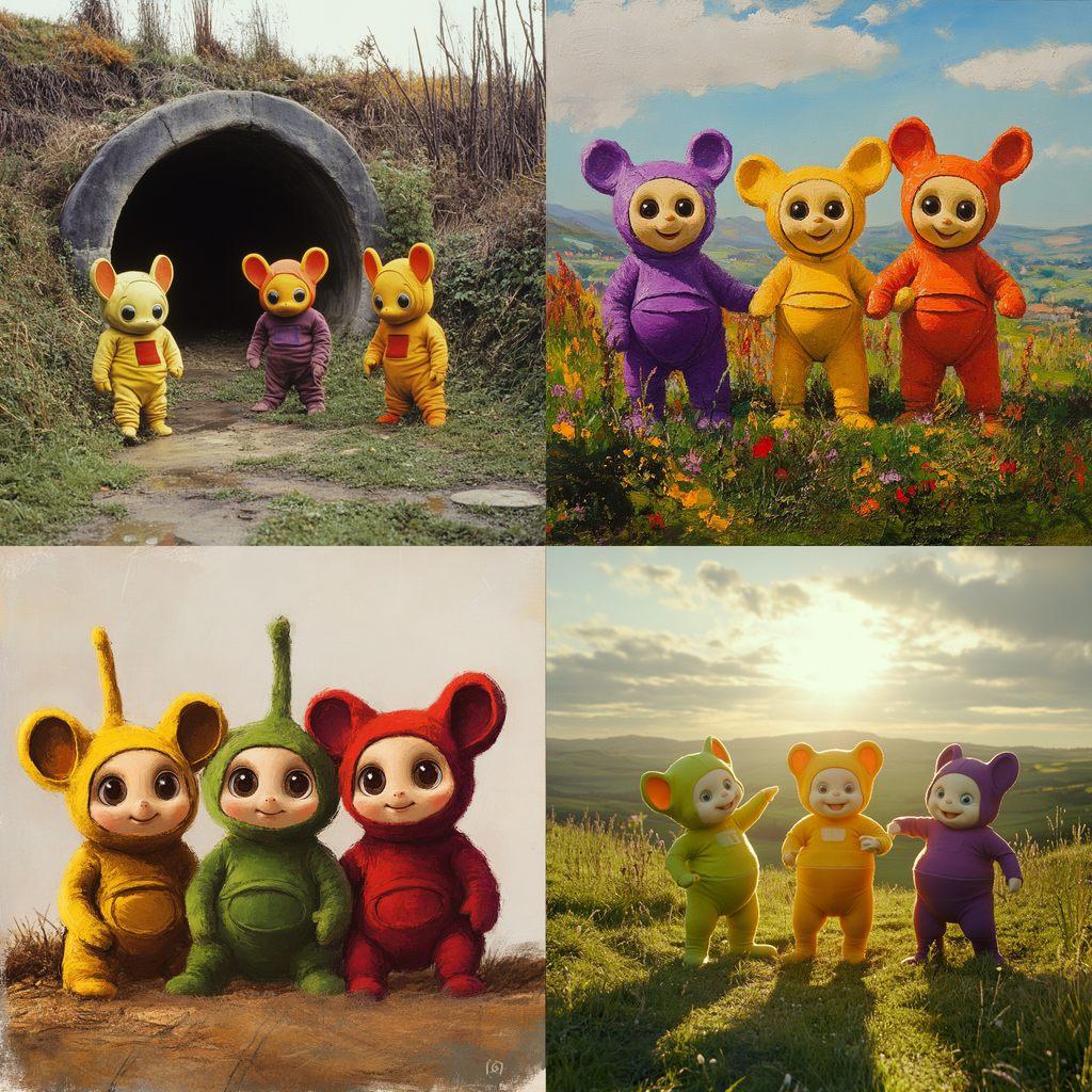 Teletubbies style, Midjourney V6.1, render 1 of 4