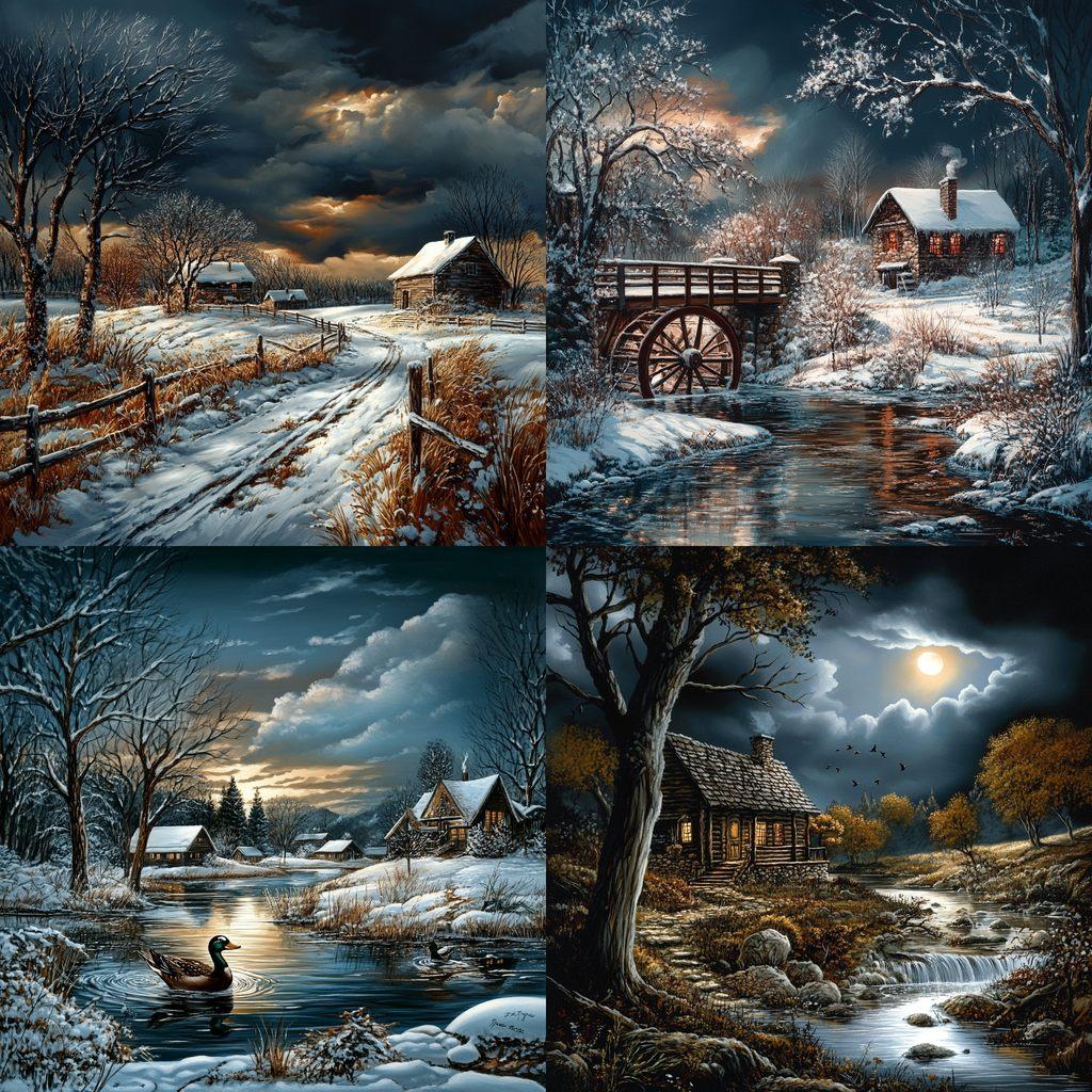 Terry Redlin style, Midjourney V6.1, render 1 of 4