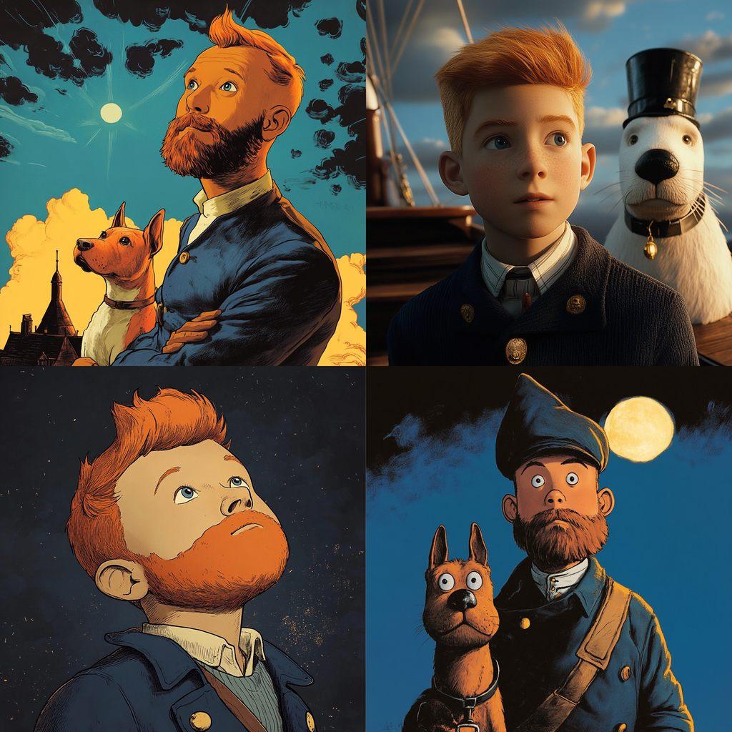 The Adventures of Tintin style, Midjourney V6.1, render 1 of 4