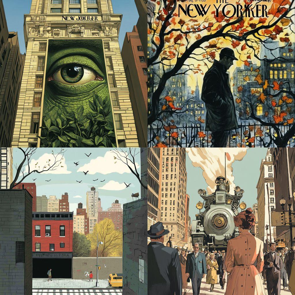 The New Yorker magazine style, Midjourney V6.1, render 1 of 4