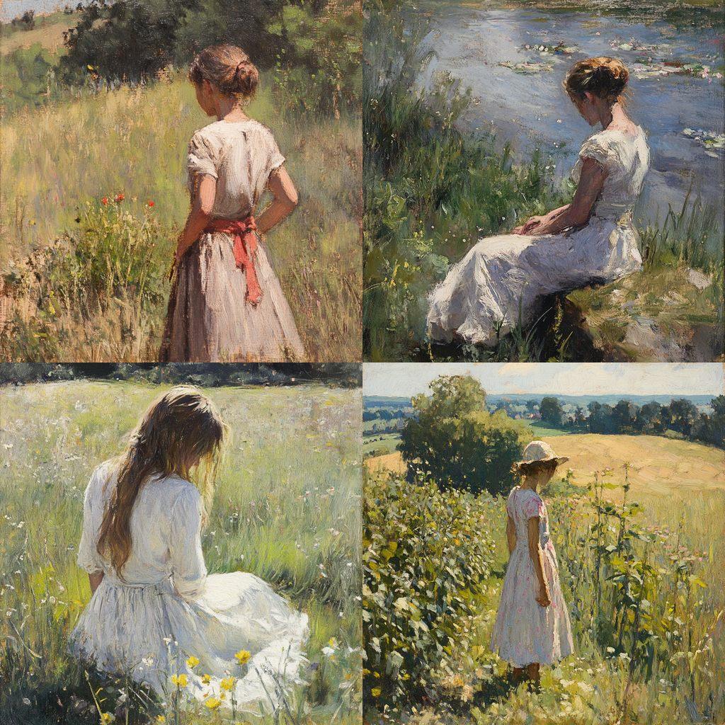 Theodore Robinson style, Midjourney V6.1, render 1 of 4