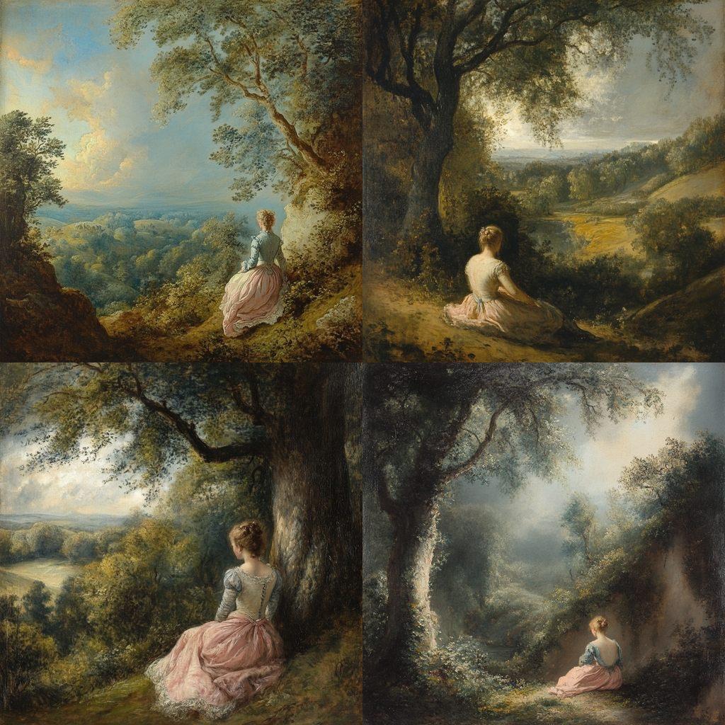 Thomas Gainsborough style, Midjourney V6.1, render 1 of 4