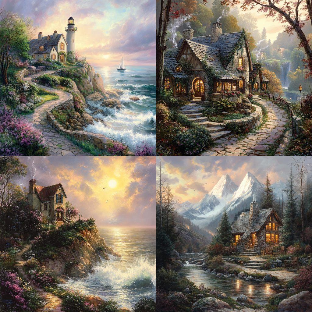 Thomas Kinkade style, Midjourney V6.1, render 1 of 4