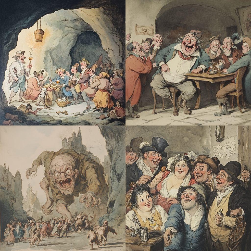 Thomas Rowlandson style, Midjourney V6.1, render 1 of 4