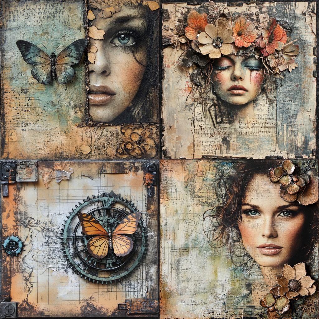 Tim Holtz style, Midjourney V6.1, render 1 of 4