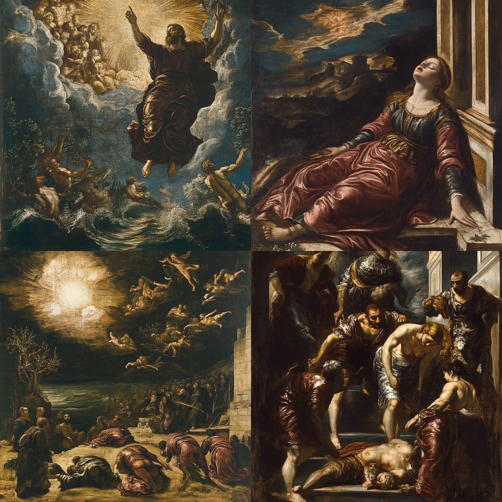 Tintoretto style, Midjourney V6.1, render 1 of 4