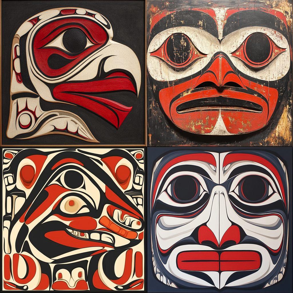 Tlingit art style, Midjourney V6.1, render 1 of 4