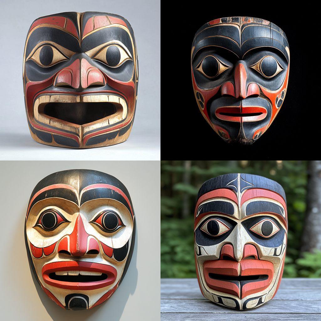 Tlingit mask style, Midjourney V6.1, render 1 of 4