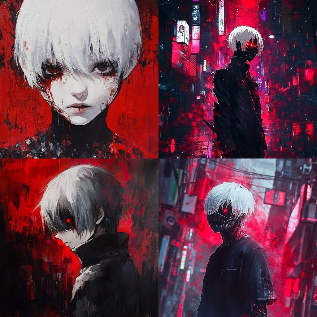Tokyo Ghoul style, Midjourney V6.1, render 1 of 4