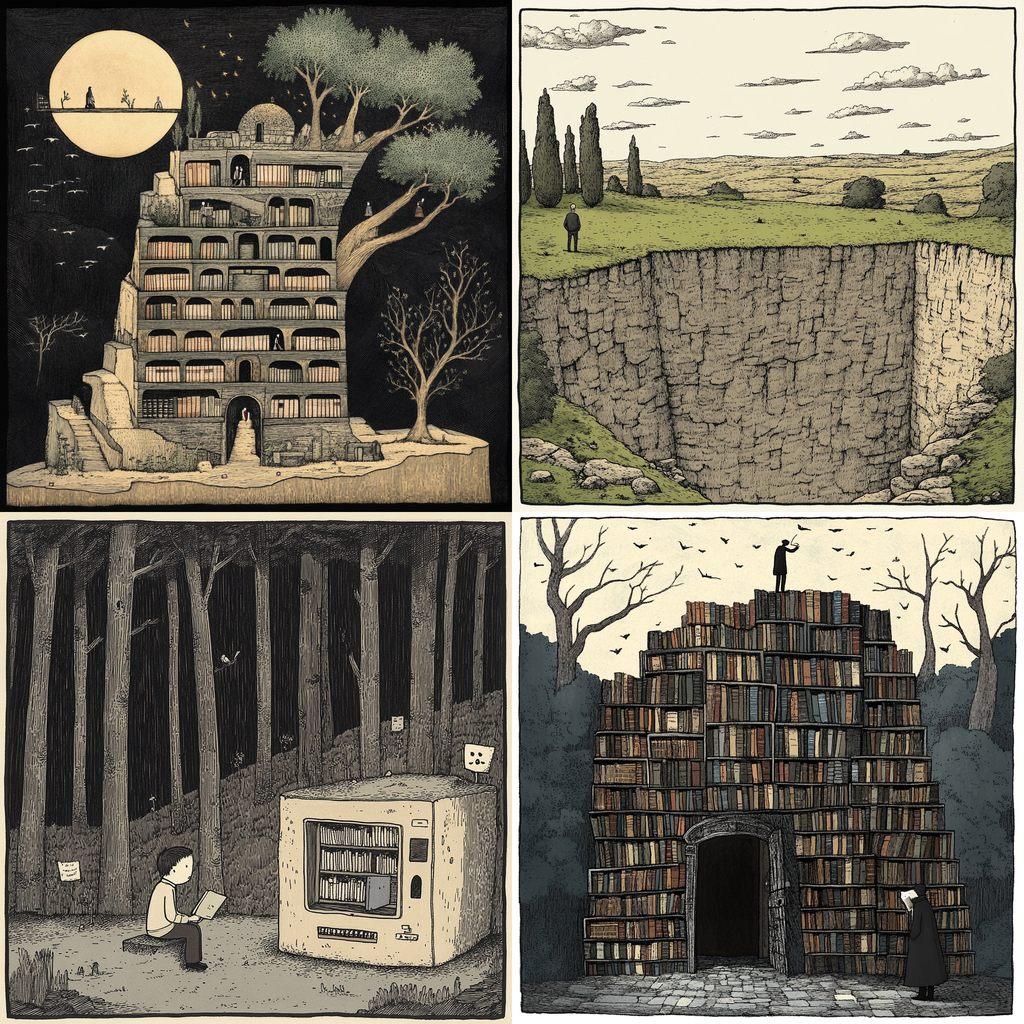 Tom Gauld style, Midjourney V6.1, render 1 of 4
