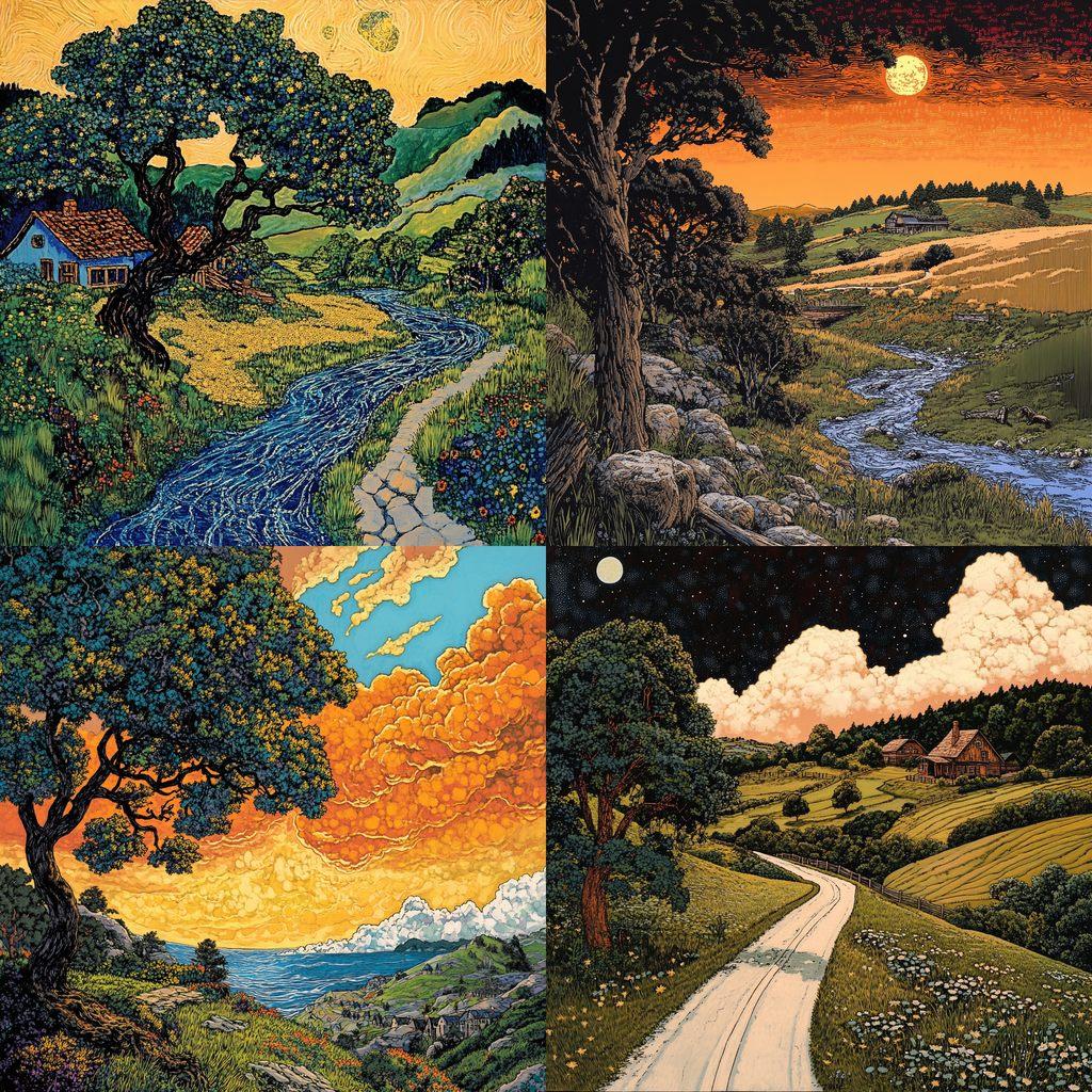 Tom Killion style, Midjourney V6.1, render 1 of 4