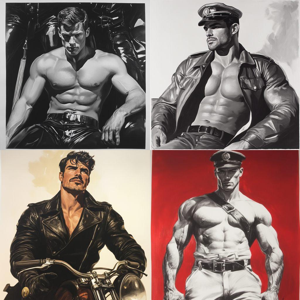Tom of Finland style, Midjourney V6.1, render 1 of 4
