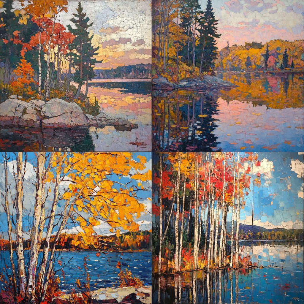 Tom Thomson style, Midjourney V6.1, render 1 of 4