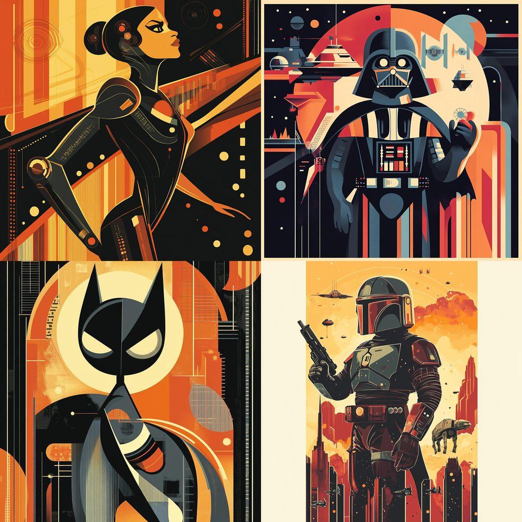 Tom Whalen style, Midjourney V6.1, render 1 of 4