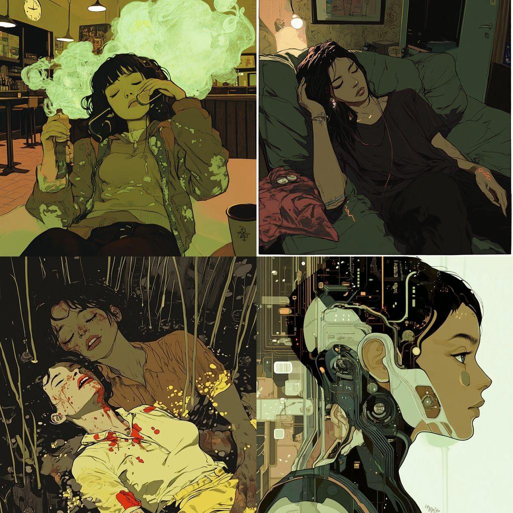 Tomer Hanuka style, Midjourney V6.1, render 1 of 4