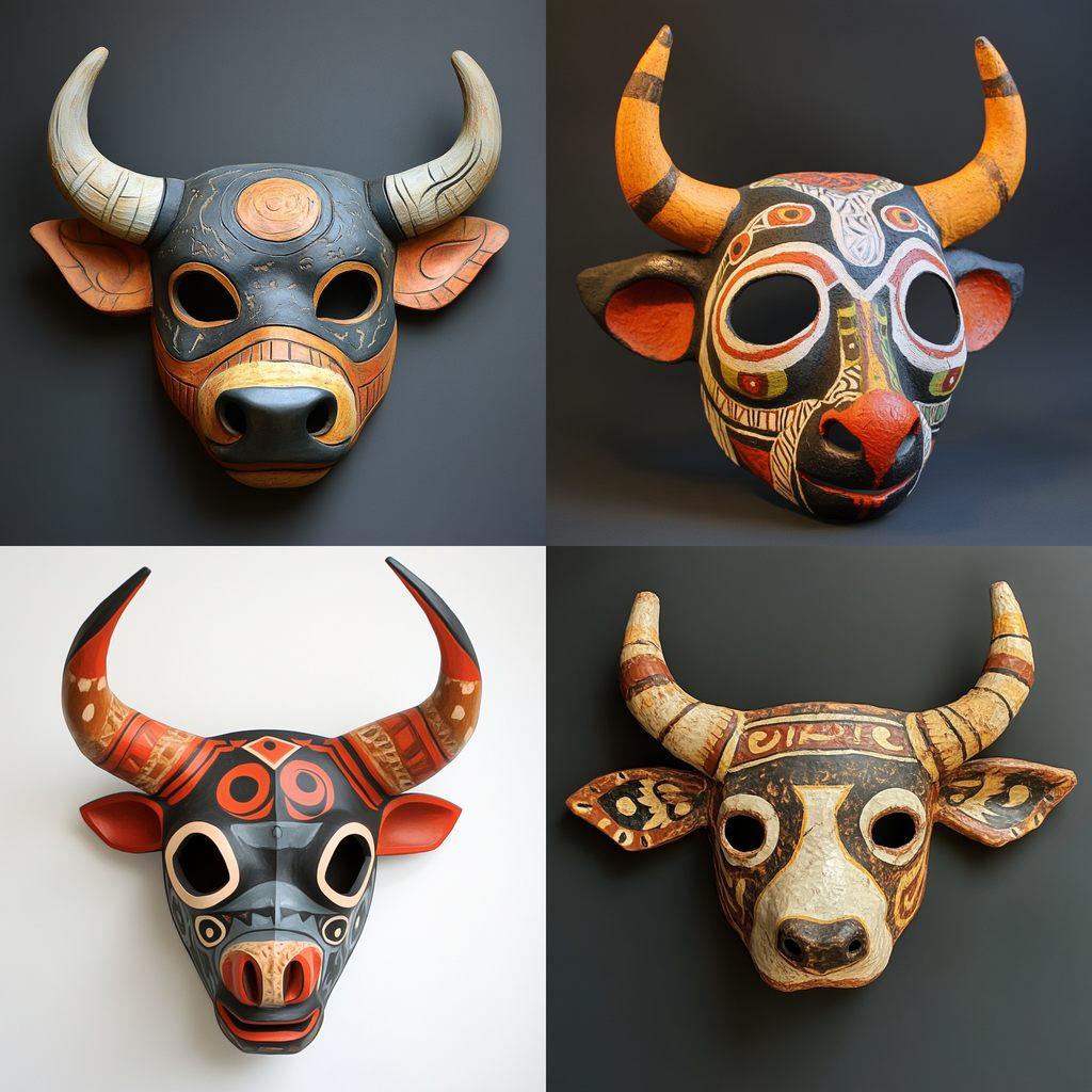 Torito mask style, Midjourney V6.1, render 1 of 4