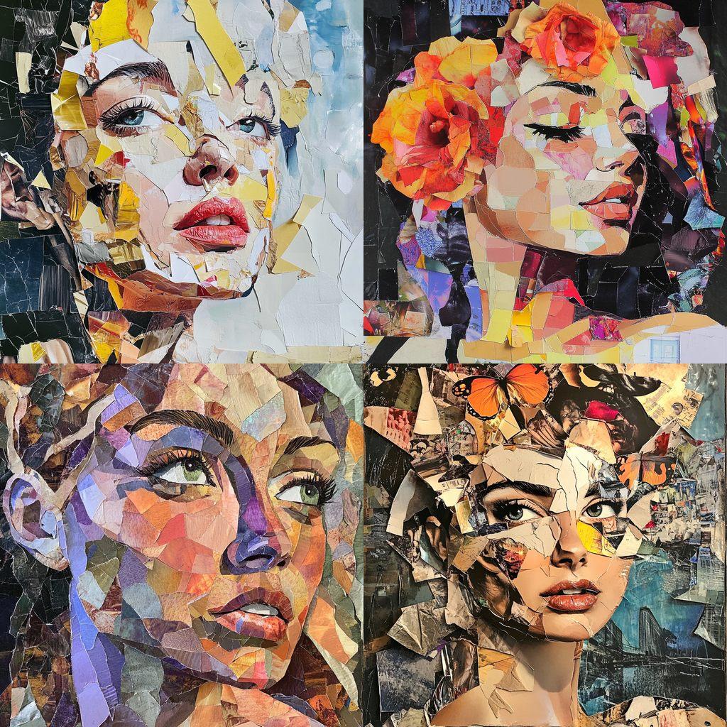 Torn paper collage style, Midjourney V6.1, render 1 of 4