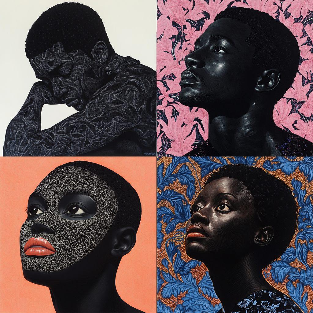 Toyin Ojih Odutola style, Midjourney V6.1, render 1 of 4