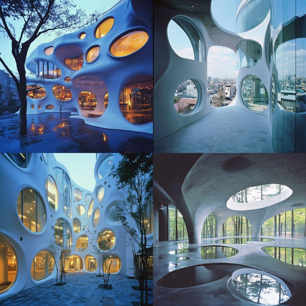 Toyo Ito style, Midjourney V6.1, render 1 of 4